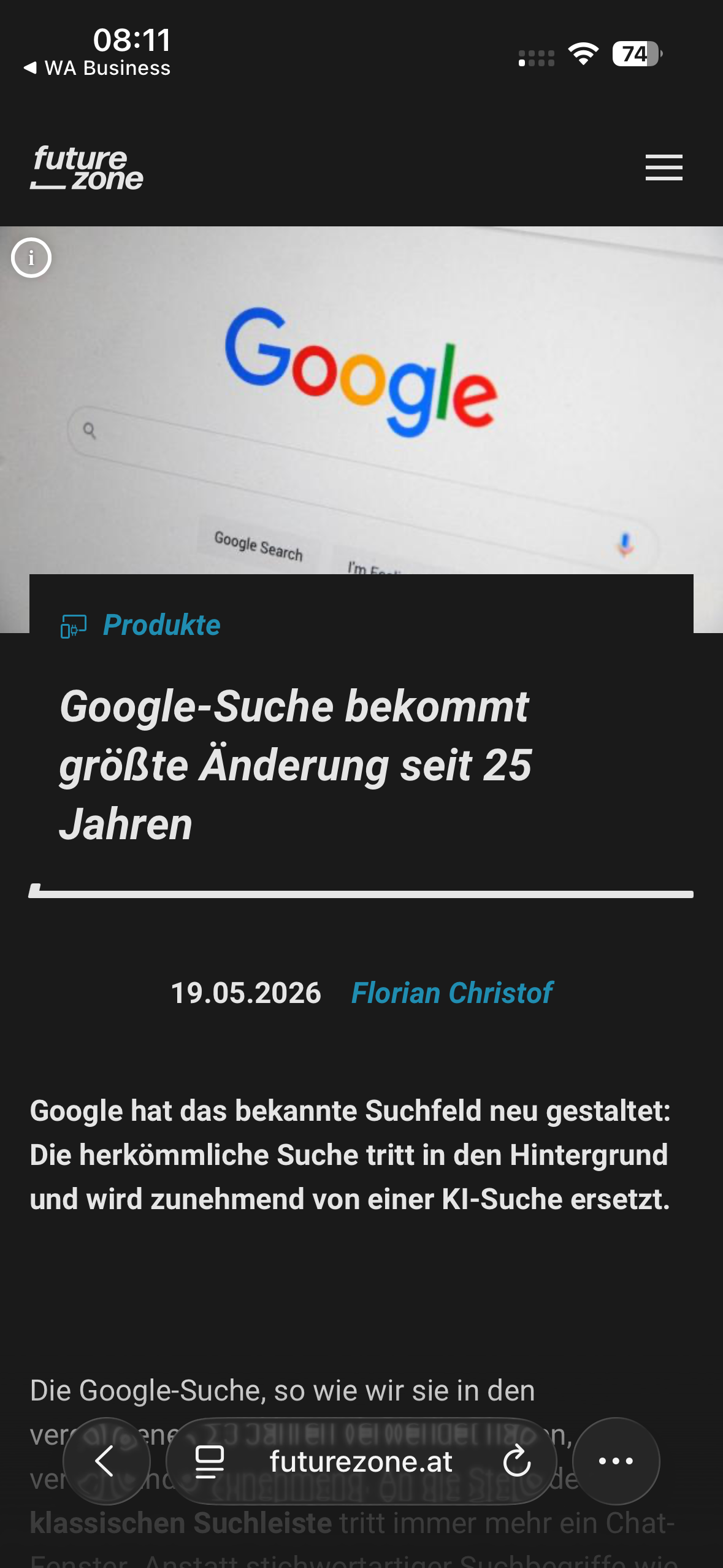 Futurezone: Google-Suche neu