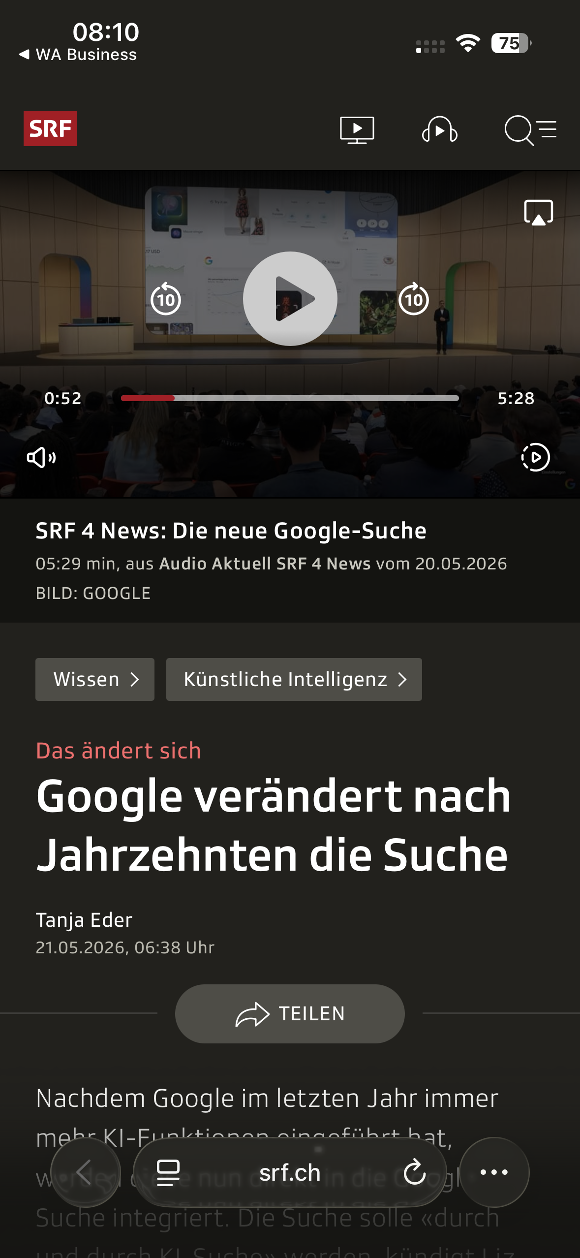 SRF: Google verändert die Suche